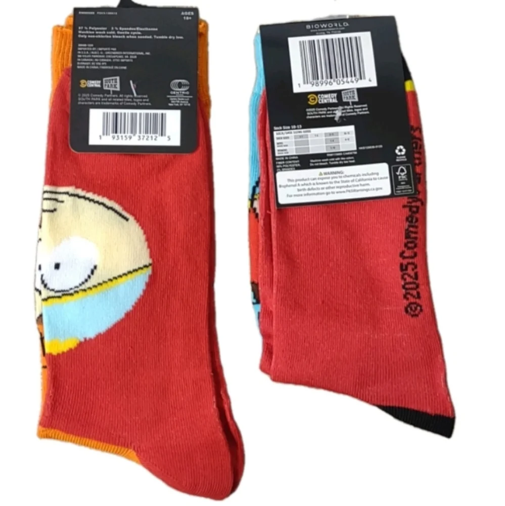 South Park Casual Socks Unisex Novelty Crew Socks Lot of 2 Pair Bundle And Save